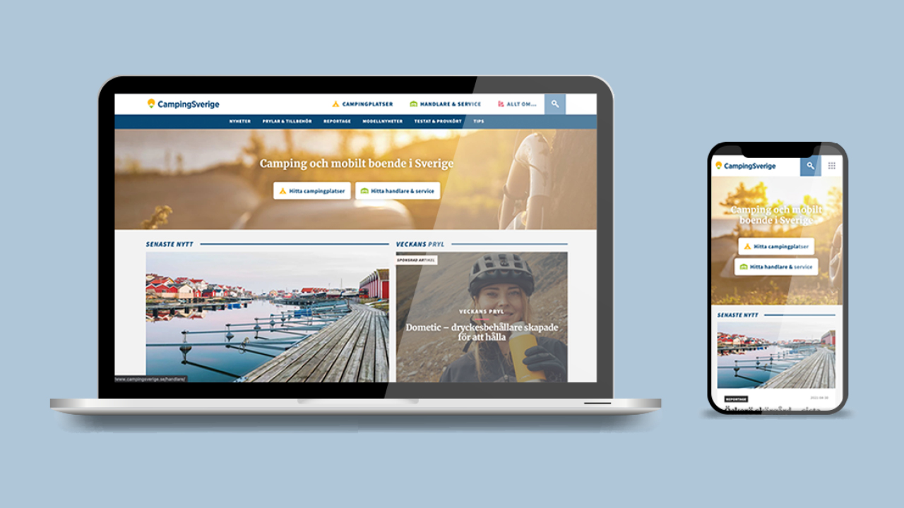 INFORMATION FRÅN VÅR PARTNER – Ursäkta röran, vi har byggt om! Den populära campingportalen CampingSverige har fått ett helt nytt utseende och en rad nya spännande funktioner. Hitta campingar, sök efter återförsäljare och läs inspirerande reportage.